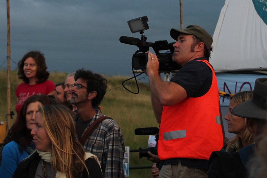 Brendan Shoebridge filming at Bentley Blockade