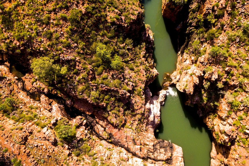 An aerial view of a spectacular gorge near Mandangala in Western Australia.
