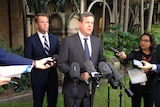 Opposition leader Tim Nicholls speaks to the media at Parliament house about the 2016 Queensland Budget.
