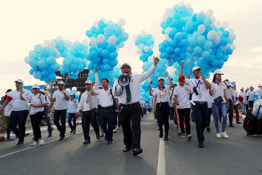 A parade during the Cambodian People's Party rally