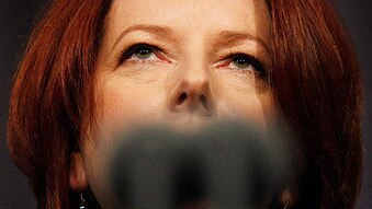 Gillard holds a press conference (Getty Images: Stephan Postles)