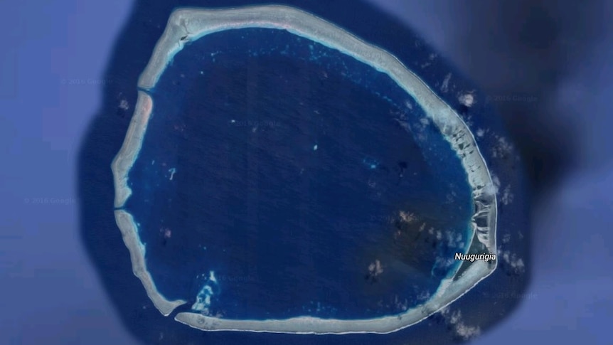 Satellite view of Takuu atolls in Papua New Guinea, taken from Google Maps
