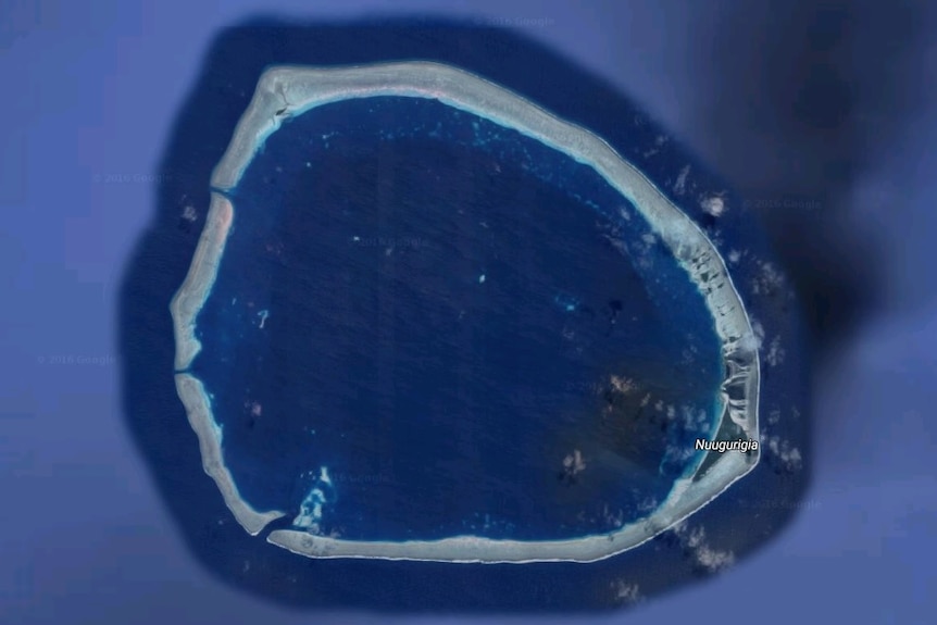 Satellite view of Takuu atolls in Papua New Guinea, taken from Google Maps