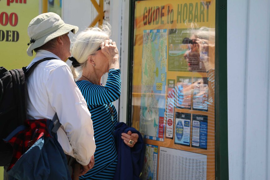 Tourist at Hobart's waterfront