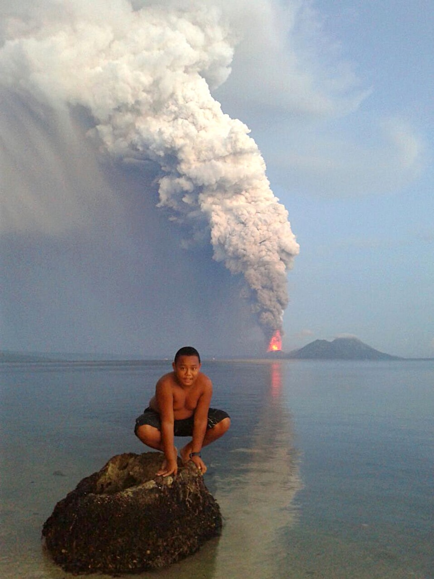 The eruption billowed smoke and lava far into the sky.