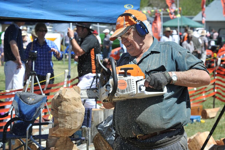 Wood carving at the Murrumbateman Field Days in 2012.