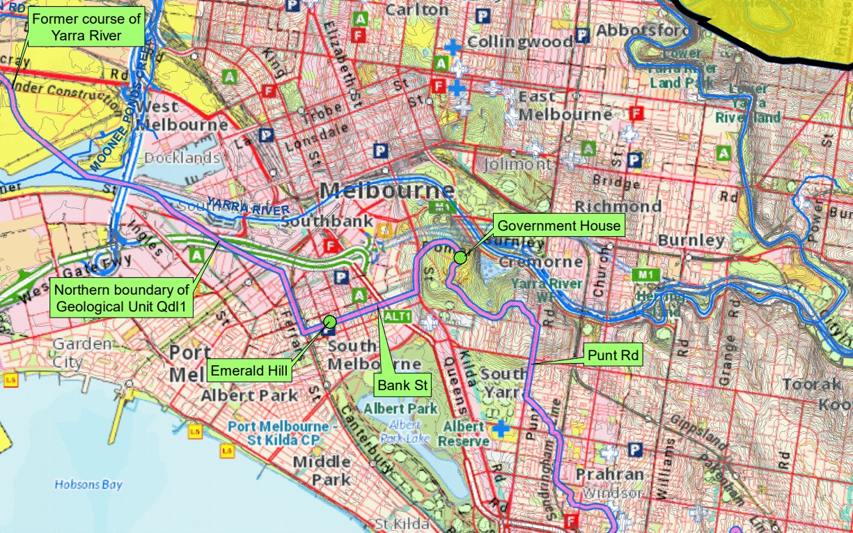 A purple line on a map marks out Bunurong country to the south and Wurundjeri country to the north through Melbourne's CBD.