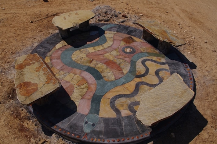 Indigenous artwork at Birdsville in far-south-west Queensland.