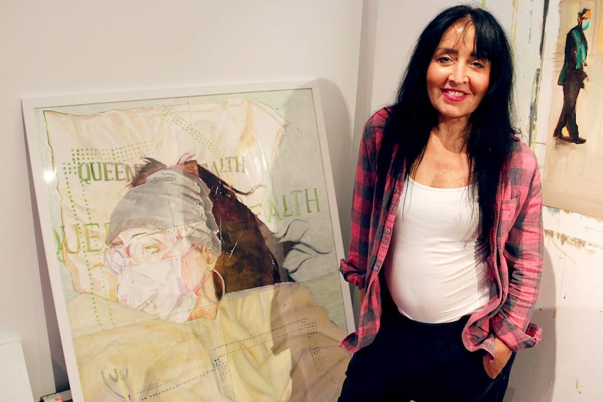 Brisbane artist Pat Hoffie with her self portrait