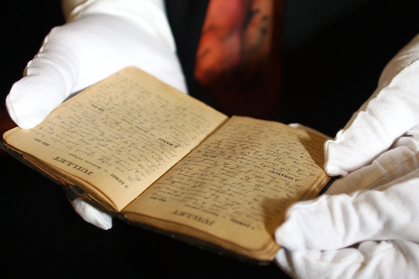 The handwritten World War I diary of Norman Lee Pearce is displayed at the State Library of NSW.