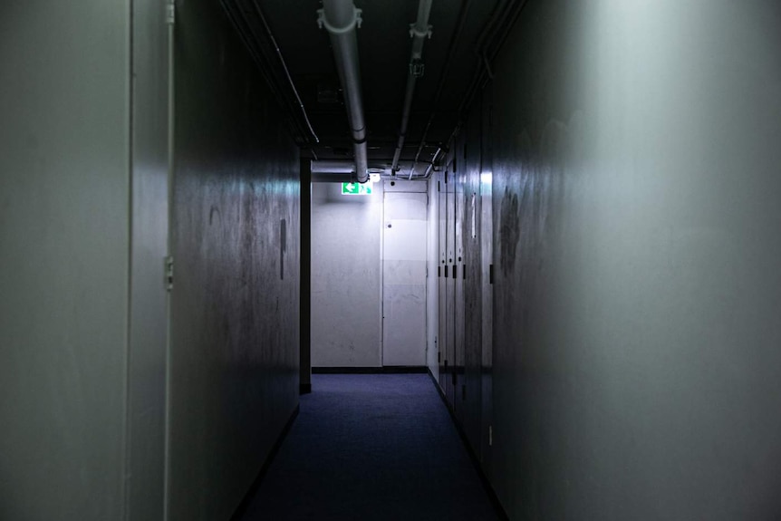 The corridor of an apartment block