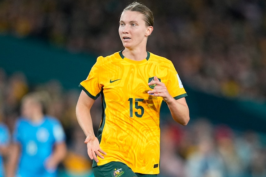 A Matildas player during a Women's World Cup match against England in Sydney.