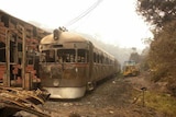 Burnt out carriage at Zig Zag Railway