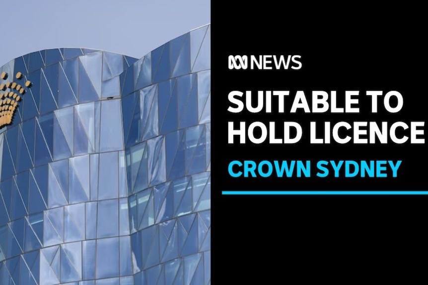 Suitable to Hold Licence, Crown Sydney: The Crown logo on the top of a glass tower.