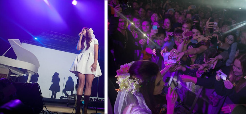 Lana Del Rey singing on-stage and at the barrier of Splendour In The Grass, July 2012