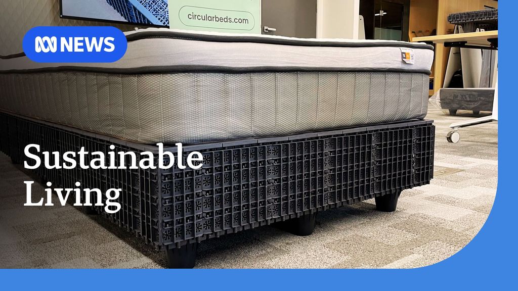 Sustainable living. Image of a bed base and mattress. 