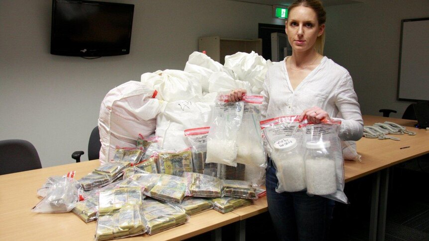 Detective Constable Rebecca Brandham with drug bust