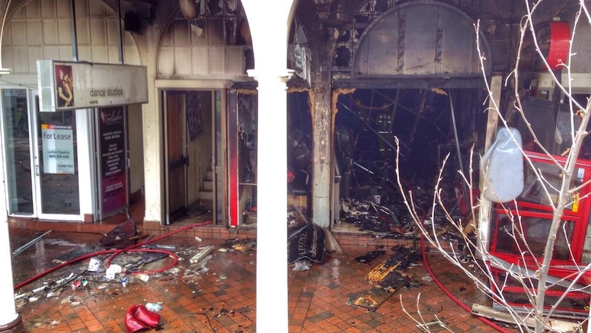 The fire destroyed shops in the Sydney Building.