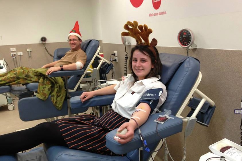 Georgia-Cate Westcott donating blood for GISHWHES