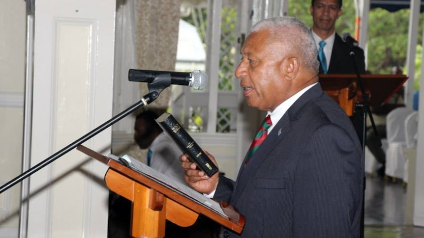 Frank Bainimarama sworn in as Fiji's prime minister