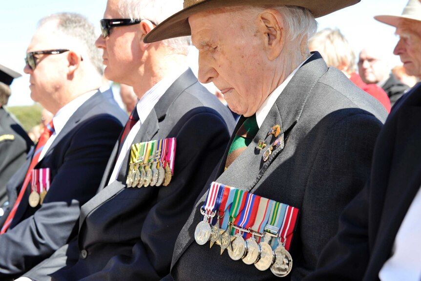 Bede Tongs attends the Battle for Australia remembrance ceremony at the Australian War Memorial in 2012.