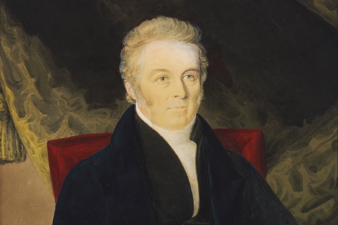 John Blaxland portrait by Richard Read, 1832. Watercolour painting, currently held at the State Library of New South Wales.