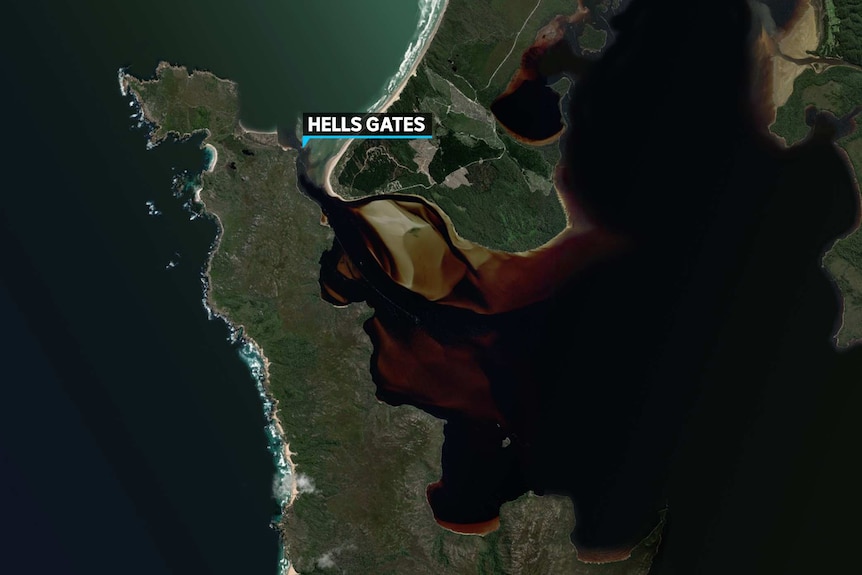 Map of Hells Gates on Tasmania's west coast