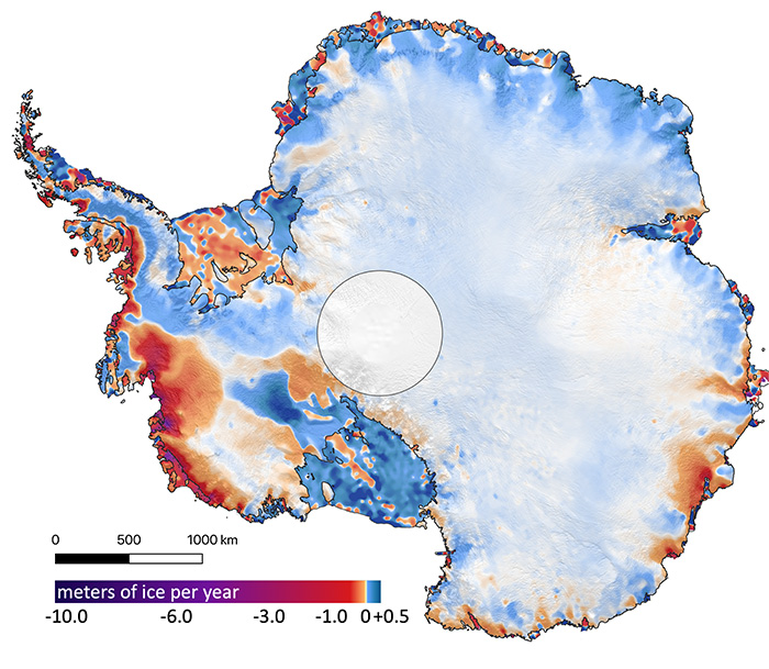 Satellite image of Antarctic ice sheet loss
