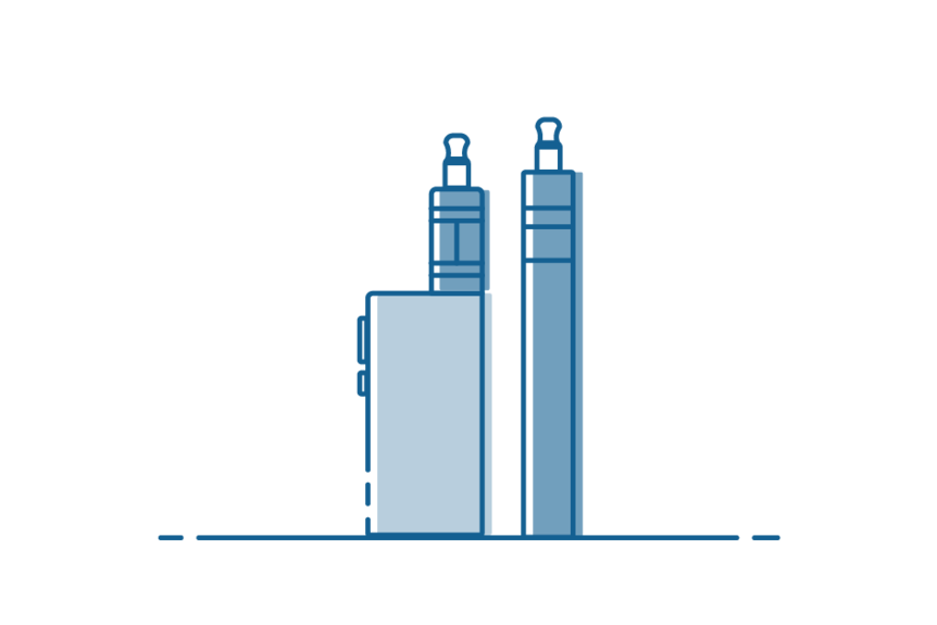 Icon drawing of two vapes.