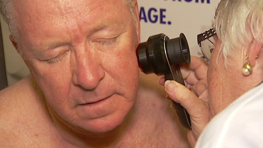 Ernie Pollie is screened for skin cancer in Port Pirie