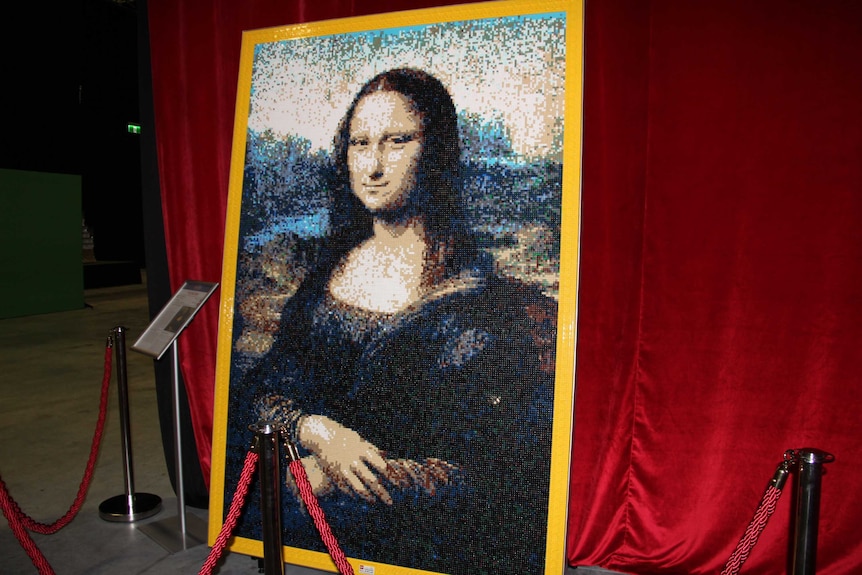 Mona Lisa painting made of Lego featuring at exhibition