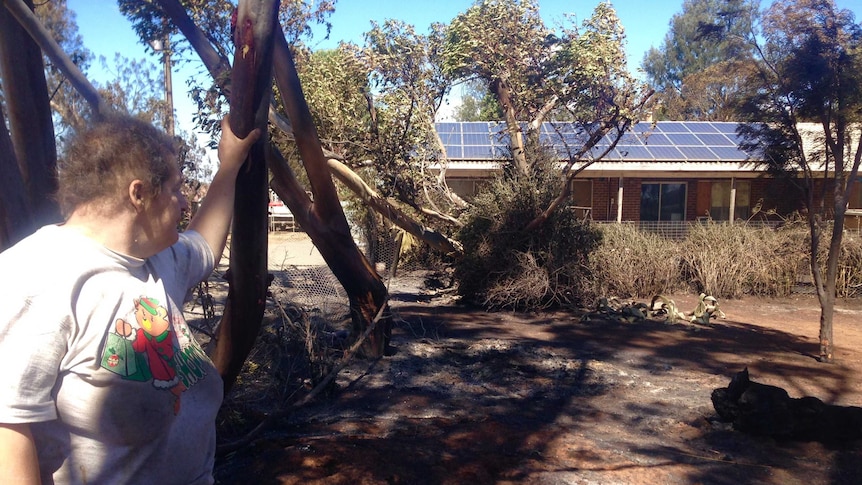 Kassy Tapp looks over her fire-damaged property