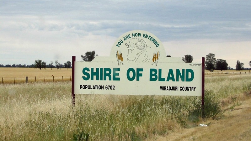 The sign at the Bland Shire in central NSW
