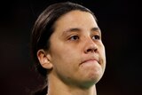 Sam Kerr looks ahead during a 2023 Women's World Cup match.