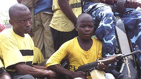 Young pro-government fighters in Liberia