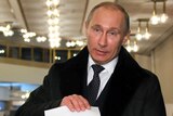 Russian prime minister Vladimir Putin casts vote