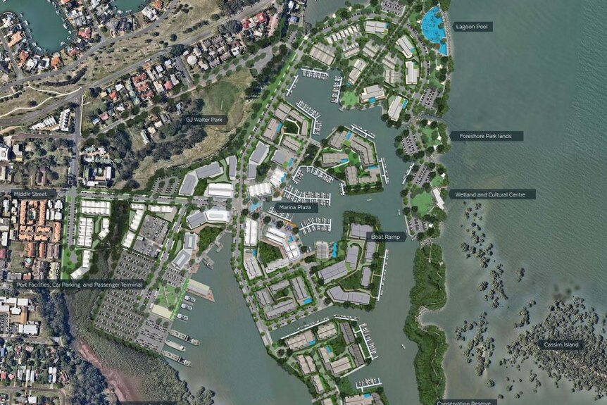 The proposed development on reclaimed land.