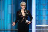 Meryl Streep accepting the Cecil B DeMille Award at the 74th Annual Golden Globe Awards.