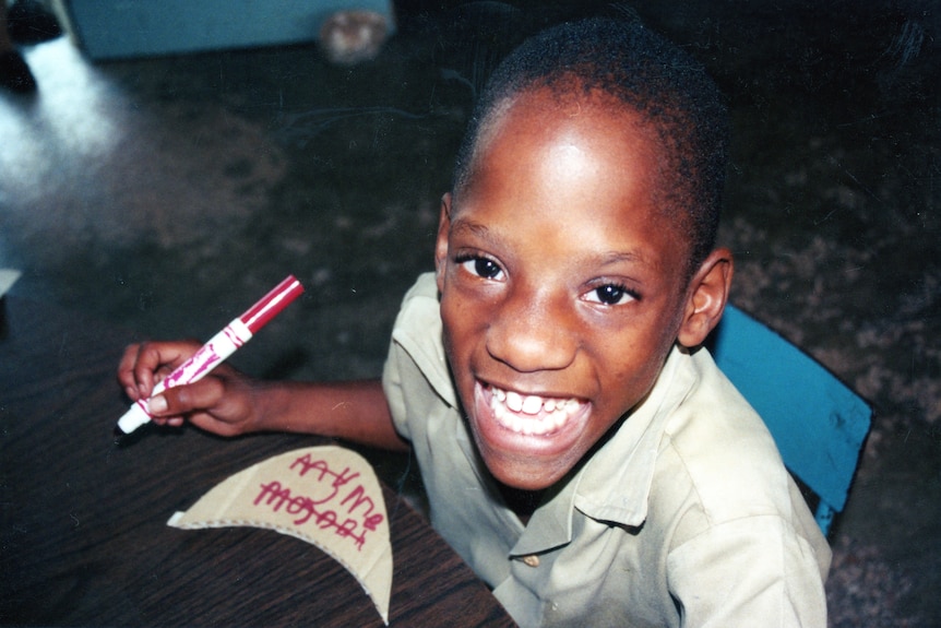 Alberto Campbell at the Jamaican Orphanage, 2001, as a freshman.