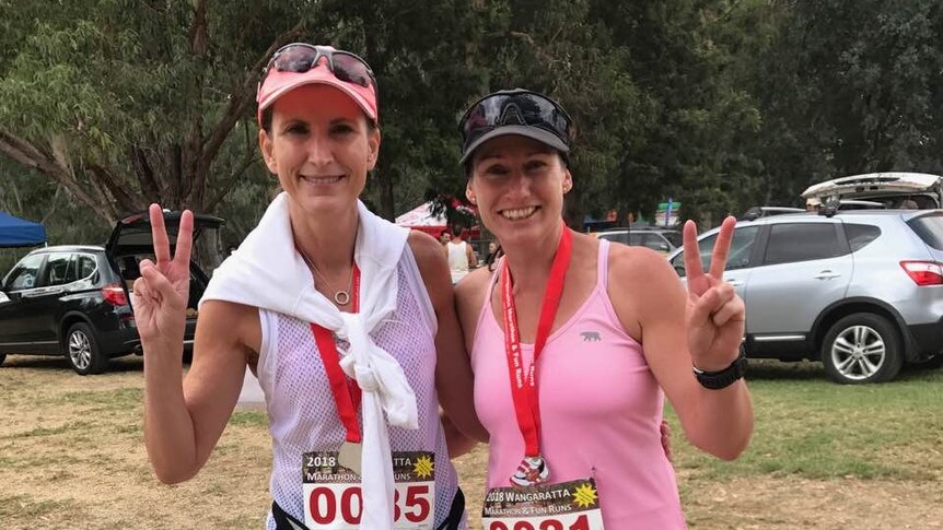 Kathy Fuller and Narelle Pell finish marathon in Wangaratta