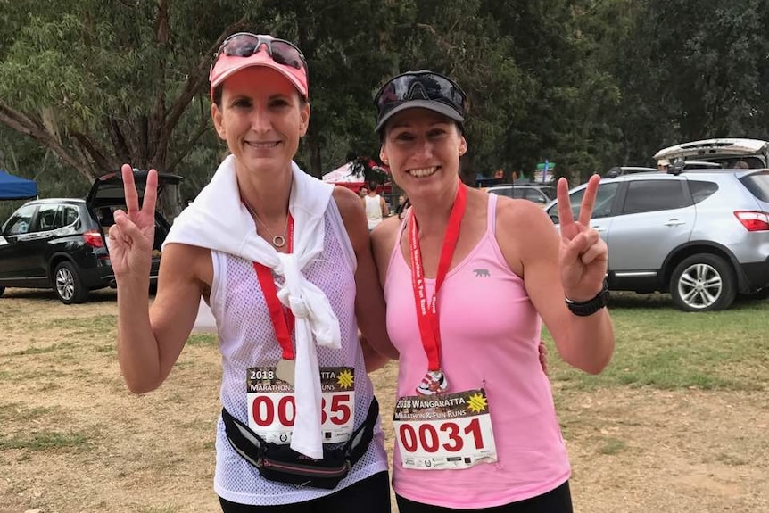 Kathy Fuller and Narelle Pell finish marathon in Wangaratta