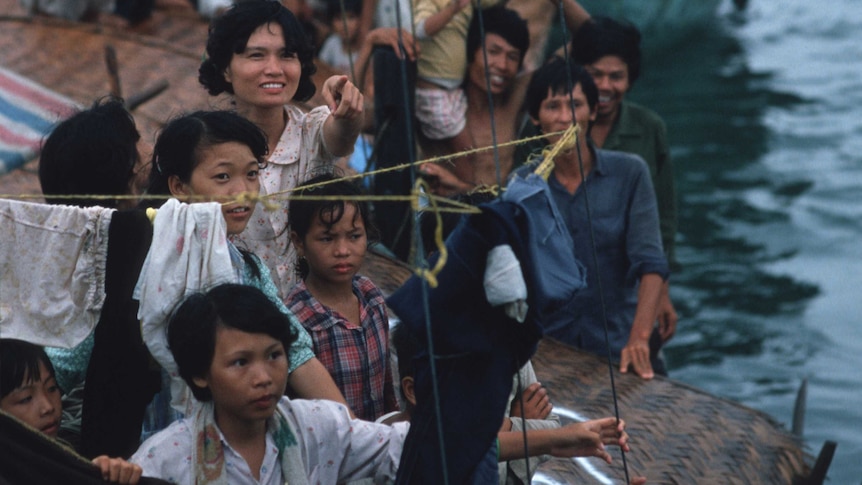 Vietnamese boat refugees arrive in Hong Kong.