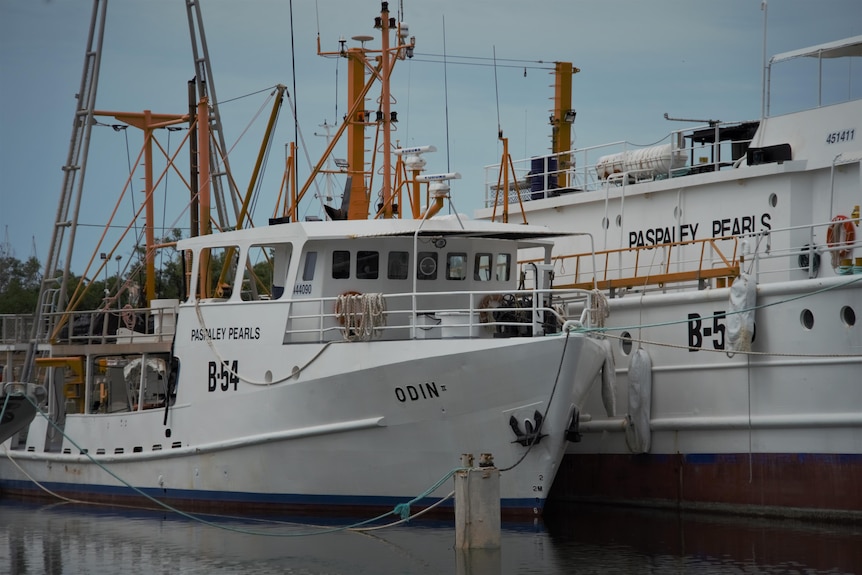 Paspaley pearling boats docked in Darwin, April 2021.
