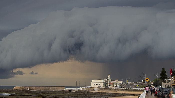 Storm front over Newcastle Ocean Baths.
