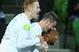 Novillo celebrates goal against Perth Glory