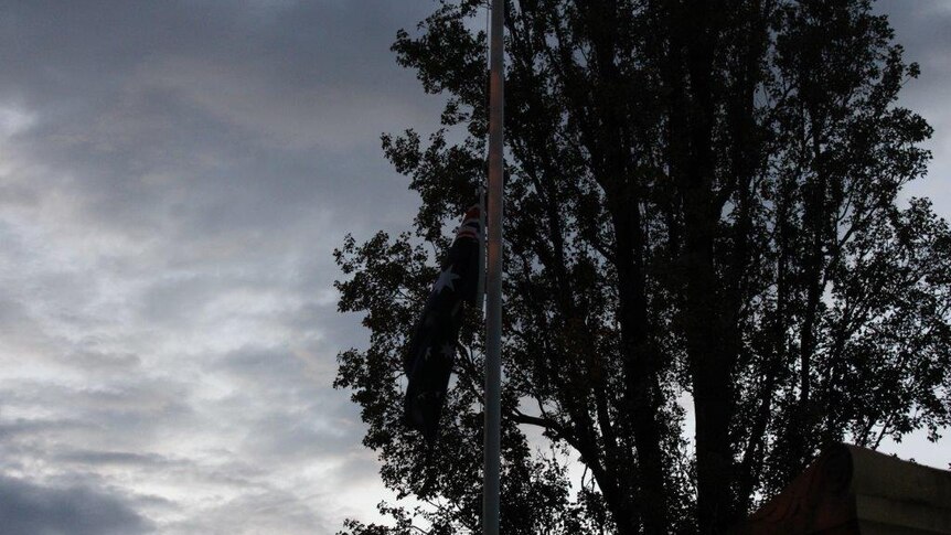 The Australian Flag at Half-Mast during the Tamworth Dawn Service