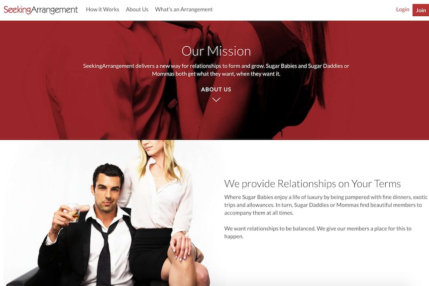 The Seeking Arrangement dating website.