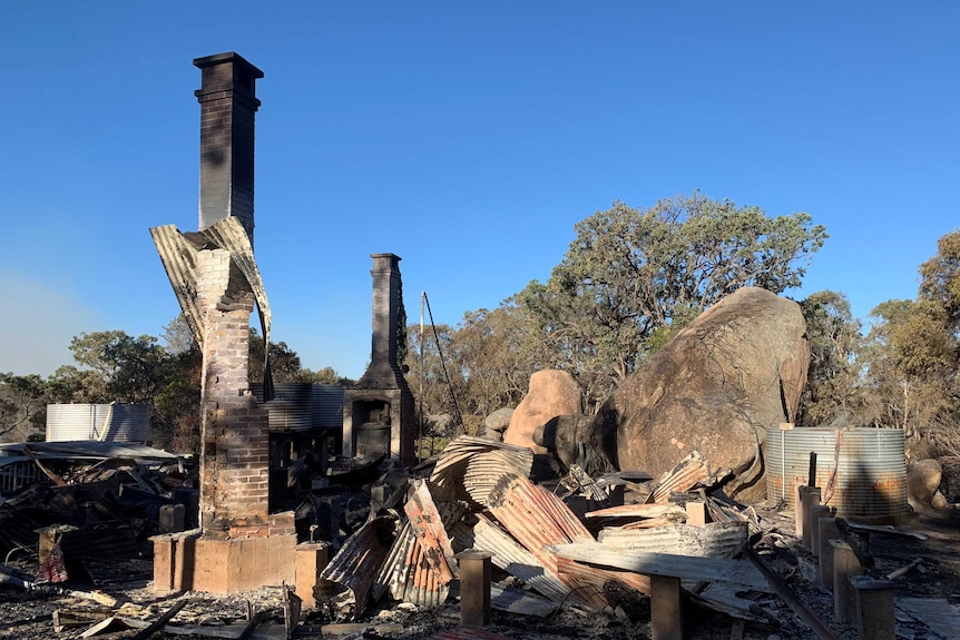 Tin and debris from a burnt out home.