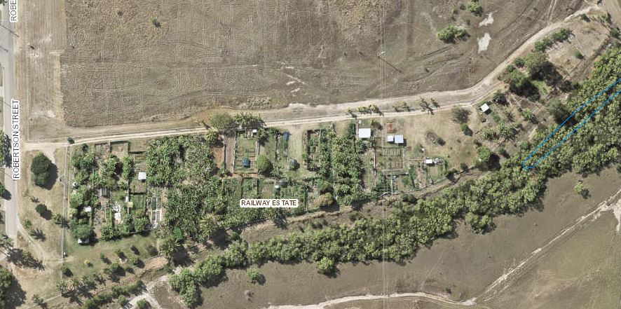 Una vista desde arriba de las parcelas de jardín.