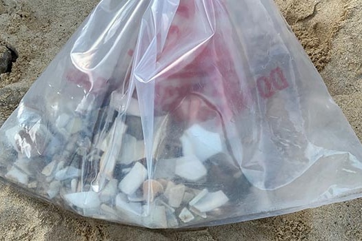 A bag containing asbestos containing materials